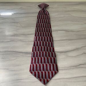 ADOLFO Elegant Red and Silver Men's Clip-On Tie